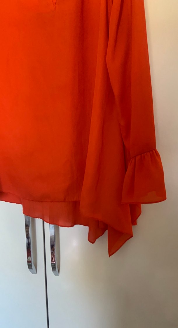 Kırmızı V Yaka Uzun Kollu Kadın Bluz ipekyol - Görsel 3