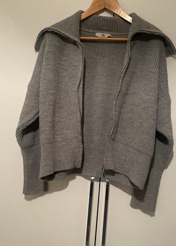 Gri Yünlü Yüksek Yaka Kadın Kazak - Görsel 2