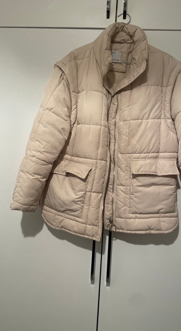 Bej Fermuarlı Kadın Kışlık Mont 38 beden yazıyor fakat 42 beden - Görsel 2