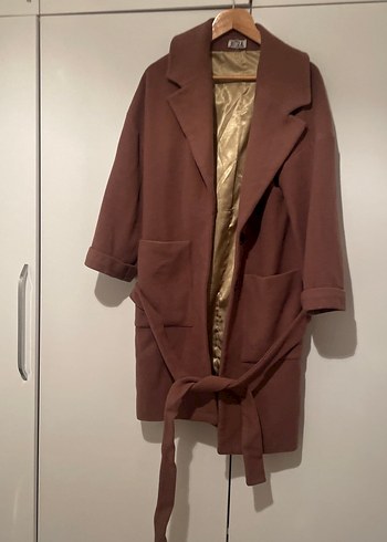 Biza Kadın Uzun Süet Kahverengi Düğmeli Kaban - Görsel 2