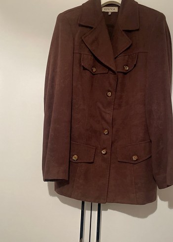 Düğmeli Kahverengi Süet Kadın Kaban bir veya iki defa kullanıldı - Görsel 2