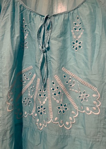 Turkuaz Bohem Nakışlı bluz - Görsel 2