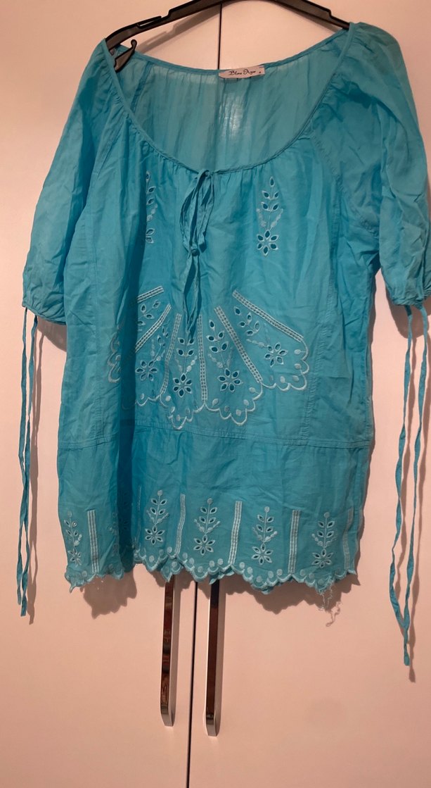 Turkuaz Bohem Nakışlı bluz - Görsel 3