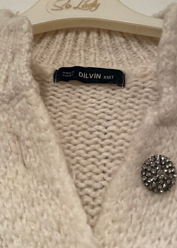 Dilvin Beyaz İslemeli Triko Kadin Hirka Dilvin Marca 40 Bedene Kadar