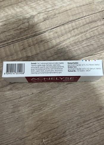  Beden Acnelyse %0.1 Tretinoin Krem 20g