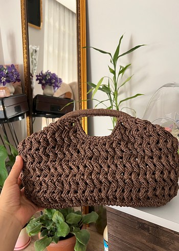 Beden Örgü Kahverengi Bohem Kadın Çanta