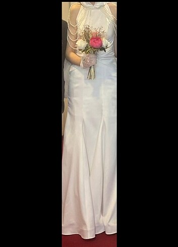 Saten  balık model nikah elbisesi  gelinlik - Görsel 3