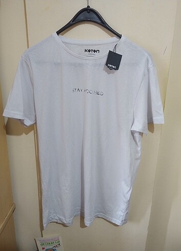 Erkek Slim Fit Beyaz Etiketli T-shirt