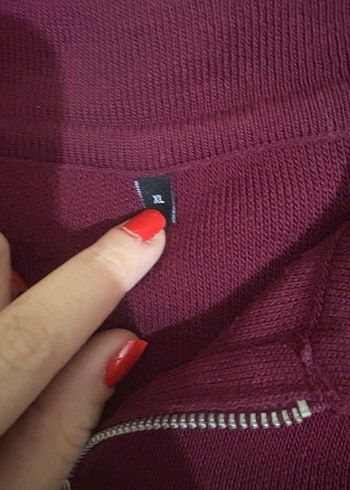 Bordo Fermuarlı Kadın Sweatshirt - Görsel 2