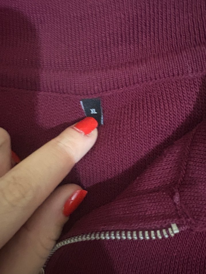 Bordo Fermuarlı Kadın Sweatshirt - Görsel 2