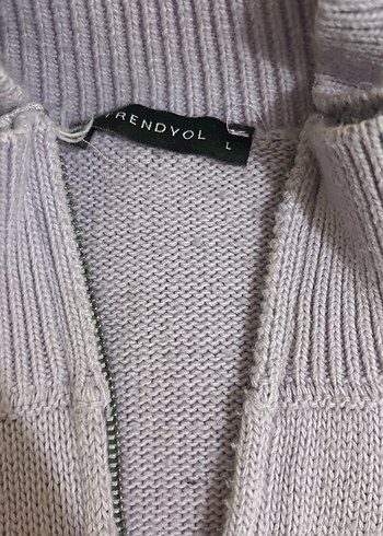 Mor Yarım Fermuarlı Kadın Triko Kazak - Görsel 4