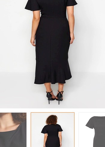 Büyük Beden Siyah Uzun Dökümlü Abiye Elbise - Görsel 6