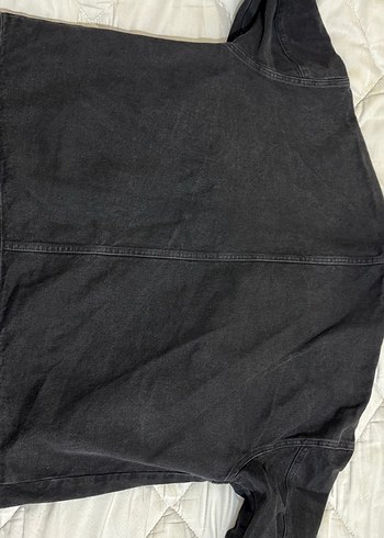 Düğmeli Siyah Kadın Oversize Denim Ceket - Görsel 6