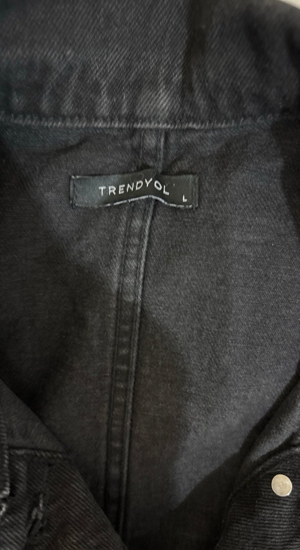 Düğmeli Siyah Kadın Oversize Denim Ceket - Görsel 3