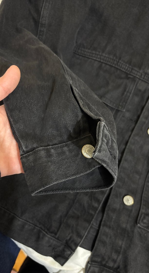 Düğmeli Siyah Kadın Oversize Denim Ceket - Görsel 5