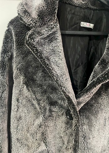 Gri Kadın Suni Kürk Ceket - Görsel 2