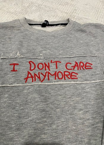 Gri Baskılı Kadın Sweatshirt - Görsel 2