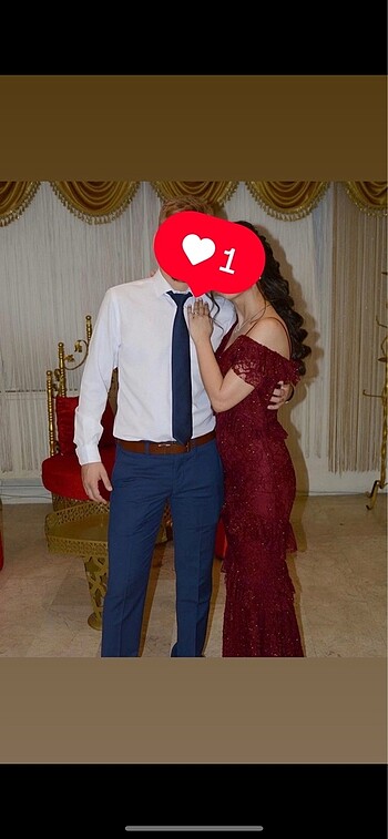 Işıltılı bordo abiye XS