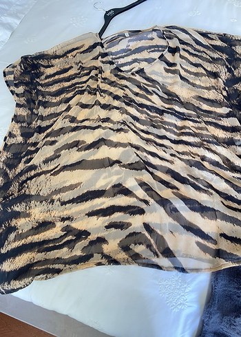 diğer Beden kahverengi Renk Zebra Desenli Bohem Kadın Tunik