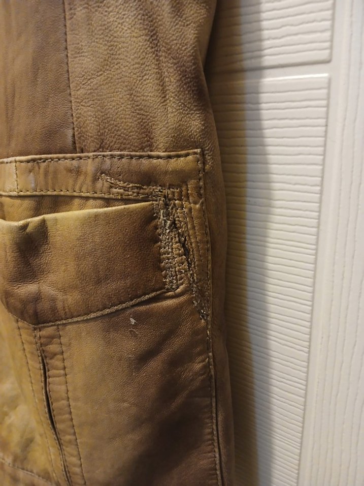 Retro Derimod Marka Orjinal Deri Kahverengi Eskitme Erkek Ceket - Görsel 4