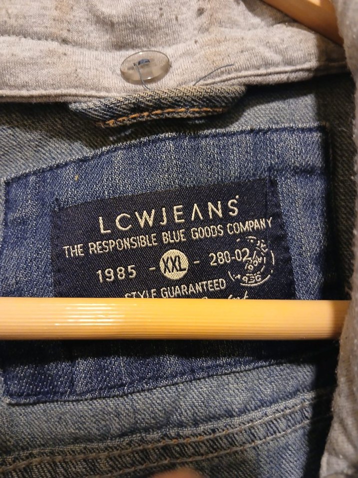 Gri Kapüşonlu Erkek Kot Ceket - Görsel 3