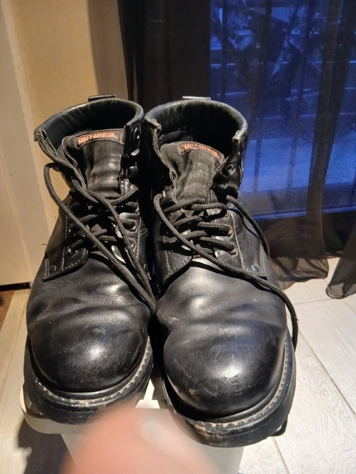 Siyah Erkek Biker Botları, Tokalı, Harley Davidson - Görsel 2