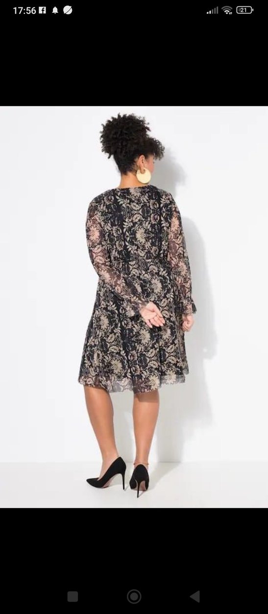 V Yaka Çiçek Desenli Midi Elbise - Görsel 4