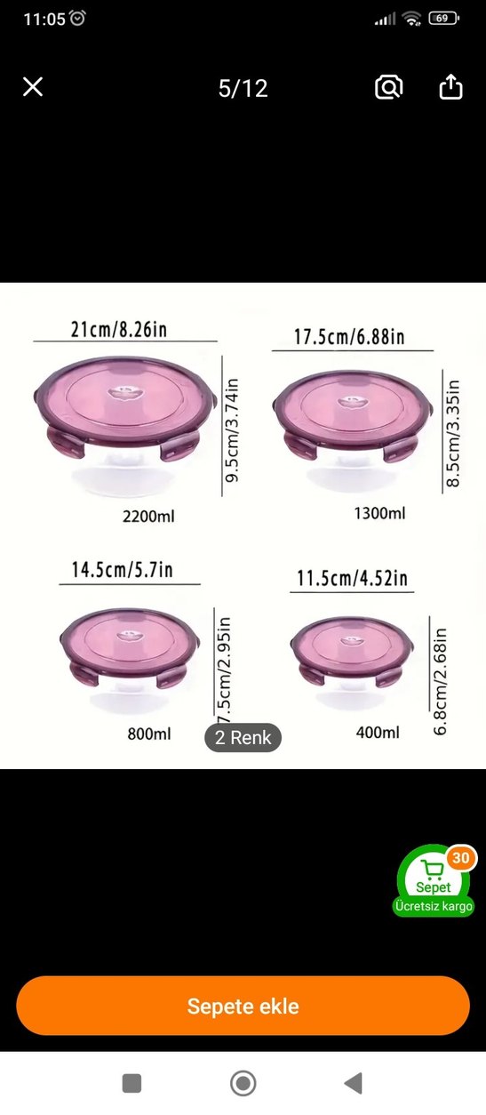 TUPPERWARE MUADİLİ Mor Kilitli Plastik Saklama Kabı Seti 4'lü - Görsel 3