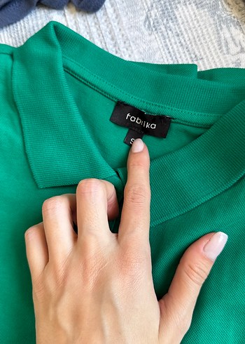 Fabrika Yeşil Düğmeli Kısa Kollu Polo Tişört