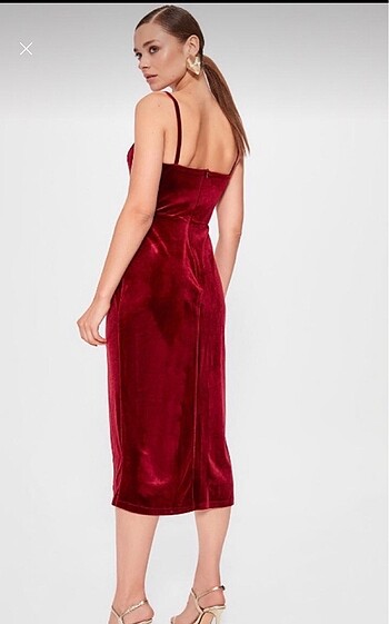 xs Beden bordo Renk Kadife elbise