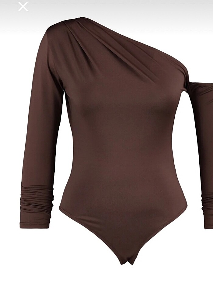 Kahverengi asimetrik yaka çıtçıtlı bluz - Görsel 2