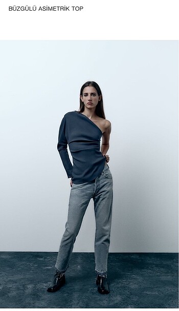 Zara Büzgülü Asimetrik Top - Görsel 2