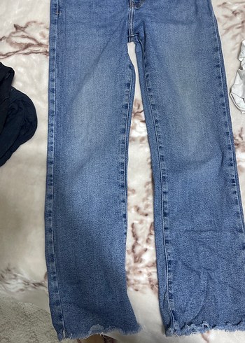 Düğmeli Mavi Kadın Kot Pantolon - Görsel 2