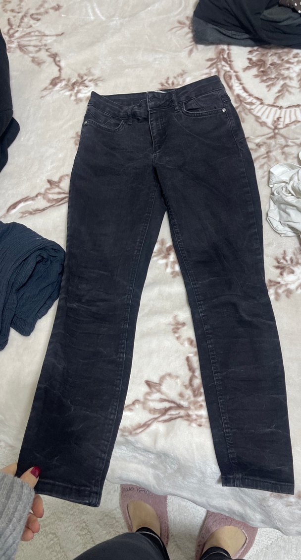 Düğmeli Gri Kadın Jean - Görsel 2