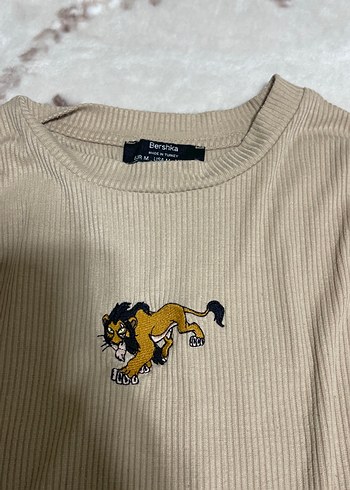 Bej Uzun Kollu Baskılı İnce Triko Kazak - Görsel 2