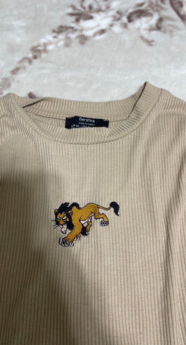 Bej Uzun Kollu Baskılı İnce Triko Kazak - Görsel 2