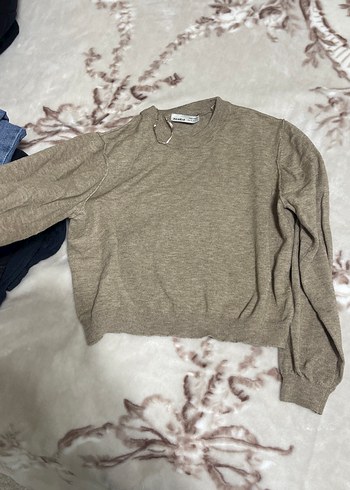 Bej Kadın Triko Kazak Uzun Kollu - Görsel 3