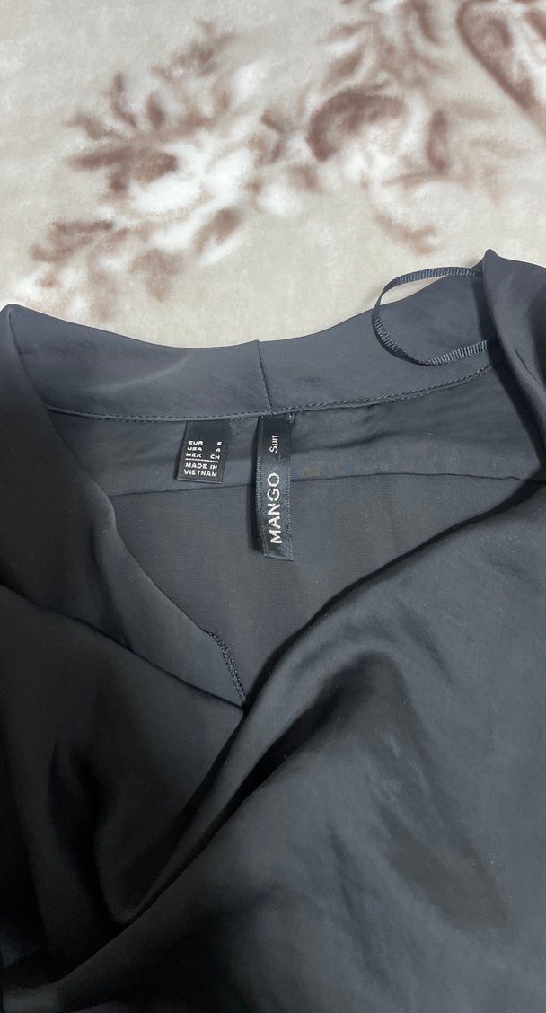 Siyah V Yaka Uzun Kollu Salaş Bluz - Görsel 2