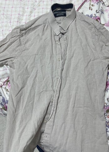 Gri Koton Pamuklu Uzun Kollu Erkek Gömlek - Görsel 2