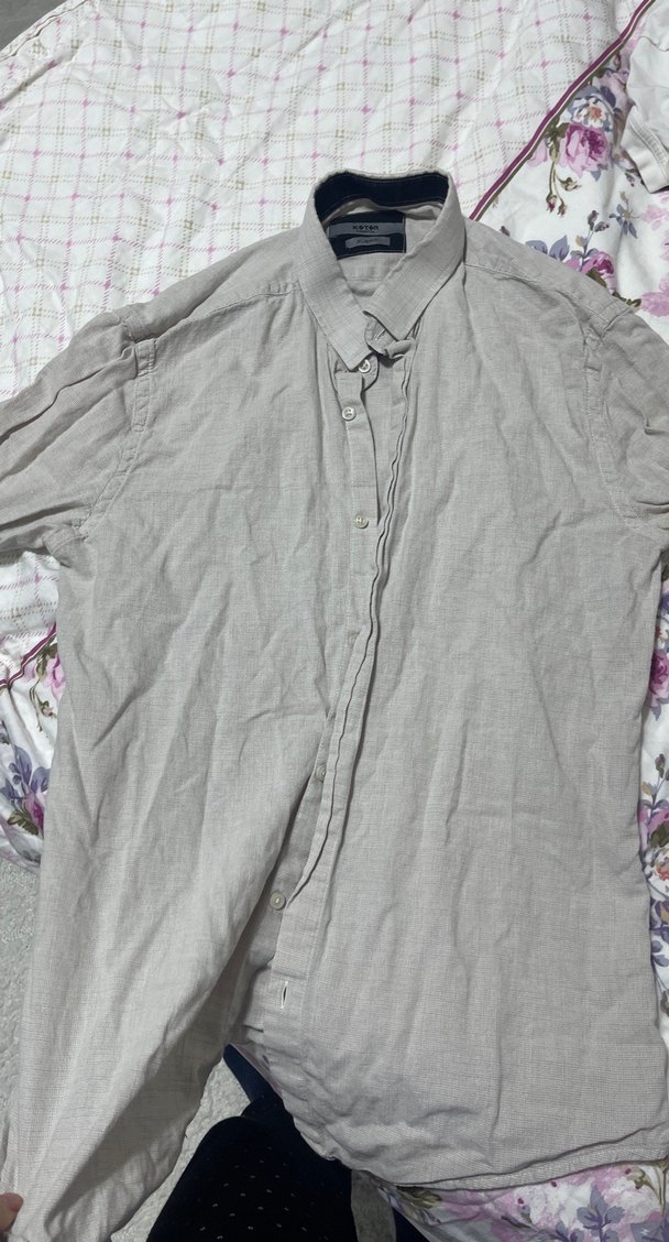 Gri Koton Pamuklu Uzun Kollu Erkek Gömlek - Görsel 2