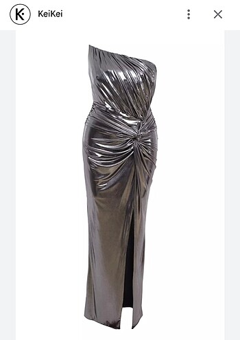 Keikei Black Silver Gümüş Parlak Gece Elbise Abiye