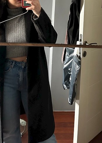 Koton Gri Yün Midi Kaban, Yırtmaçlı, İnce Kesim