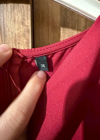 Bordo Drapeli Midi Kadın Abiye Elbise - Görsel 2