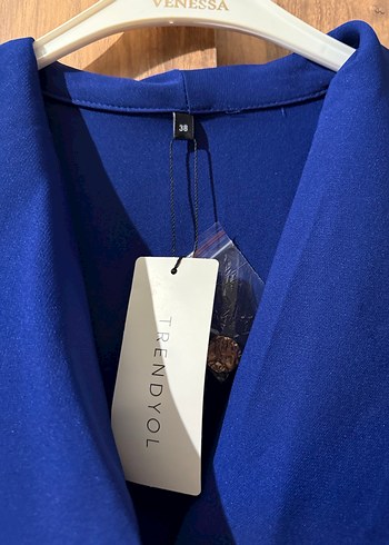 Lacivert Drapeli Uzun Kadın Elbise - Görsel 2