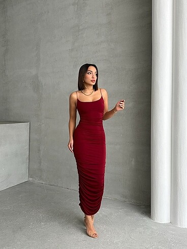 s Beden bordo Renk Elbise