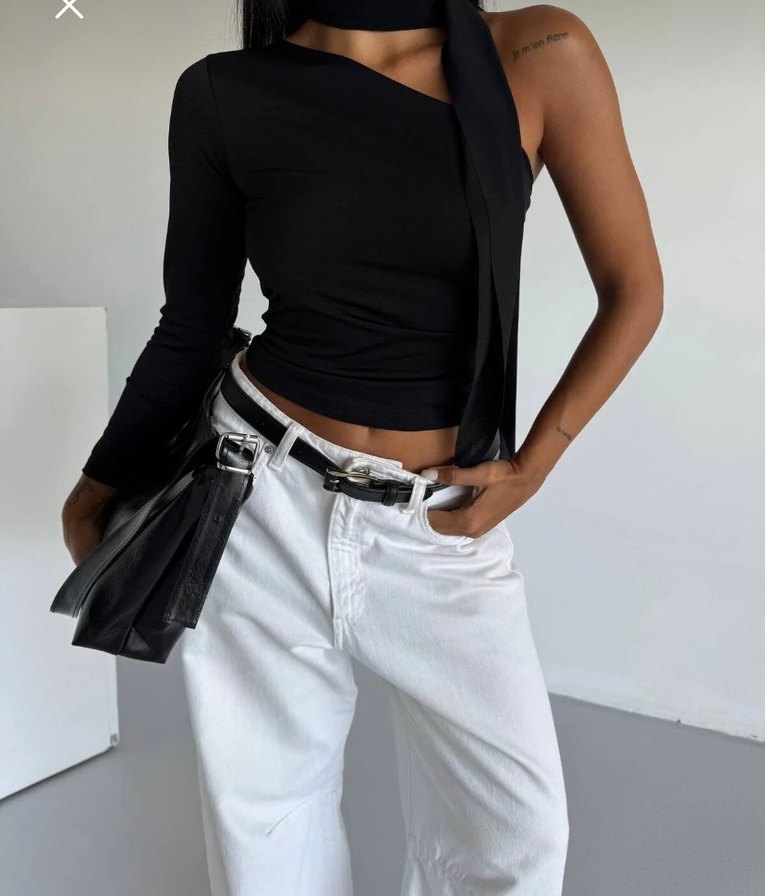 Siyah Halter Yaka Kemerli Kadın Bluz - Görsel 2