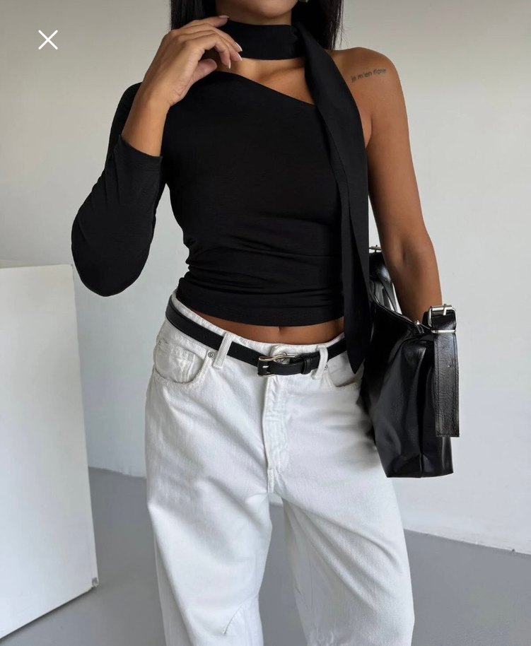 Siyah Halter Yaka Kemerli Kadın Bluz - Görsel 3