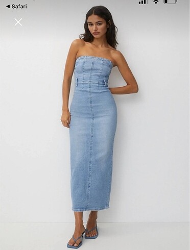 Denim korse elbise