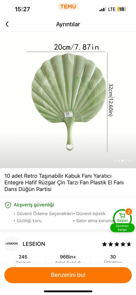 1 Adet Retro Kabuk Şekilli Taşınabilir El Fanı - Görsel 4