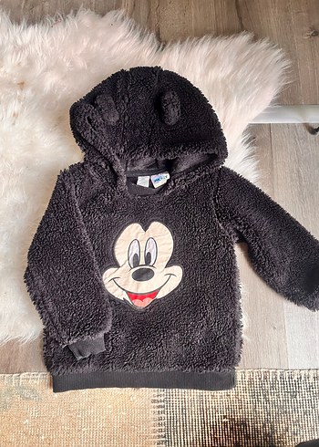 Siyah Peluş Kapüşonlu Erkek Çocuk Sweatshirt - Görsel 3